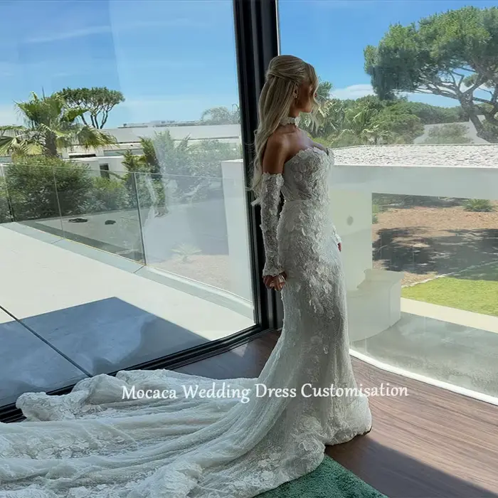 Robes de mariée sirène en dentelle exquises personnalisées Mocaca