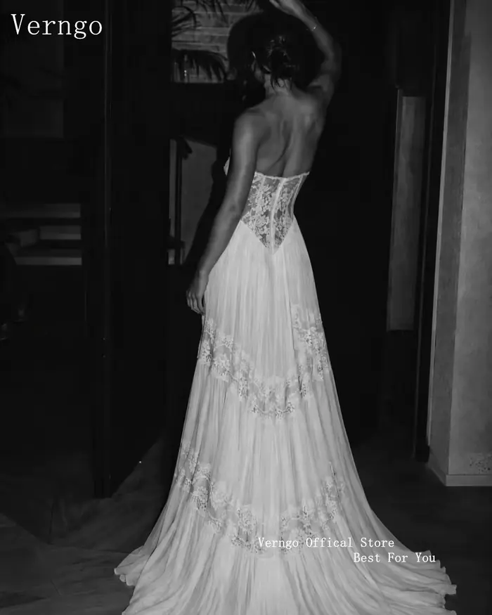 Robe de mariée Verngo en coton et dentelle style Boho avec appliques personnalisée pour femmes occassions spéciales