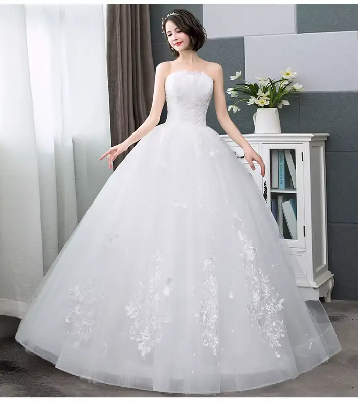 Robe de mariée coréenne à lacets, robes de Rhbon marché, grande taille, personnalisée, pour patients