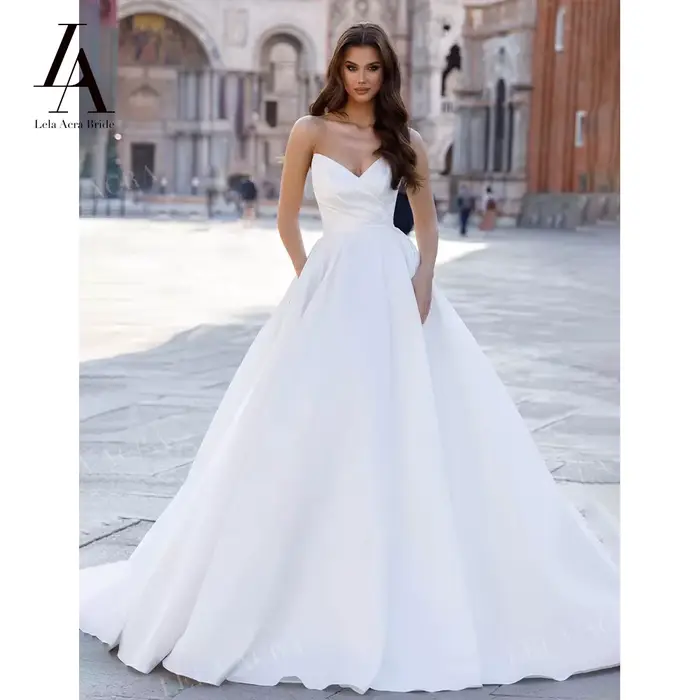 Chérie robe de mariée 2026 élégant sans manches fendu a-ligne princesse