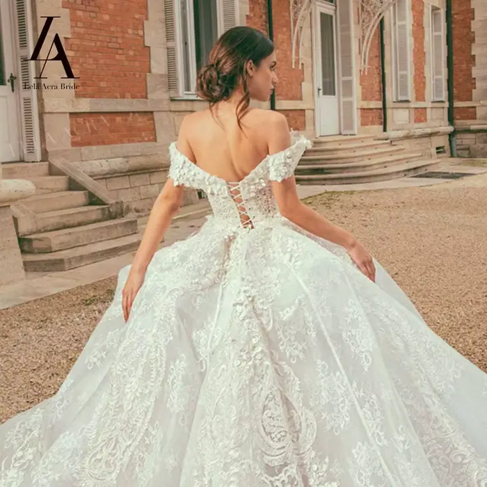 Robes de mariée épaules dénudées LelaAcra pour femmes 2026