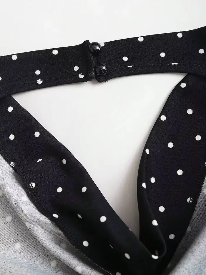 Robe moulante sexy à pois noirs et blancs pour femme