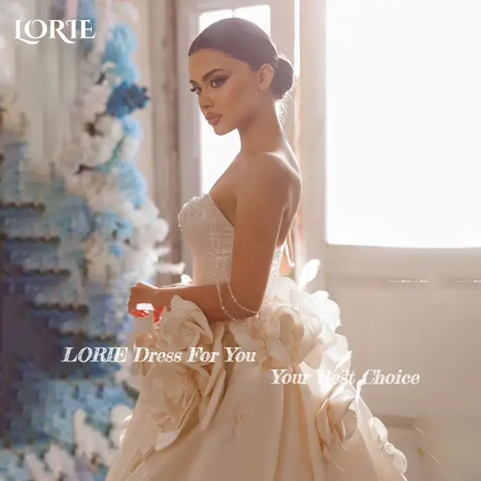 LORIE 3D fleurs robe de mariée élégante Rose a-ligne princesse