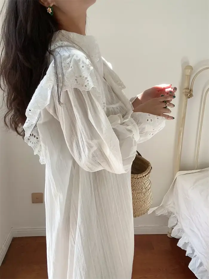 Robe à volants évasée à manches longues pour femmes