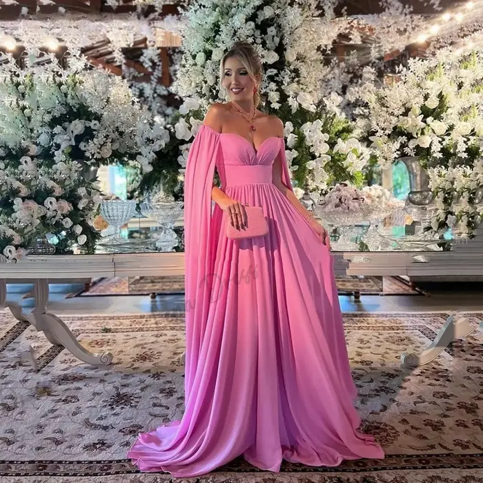 Lena-Robe de mariée châle en mousseline de soie