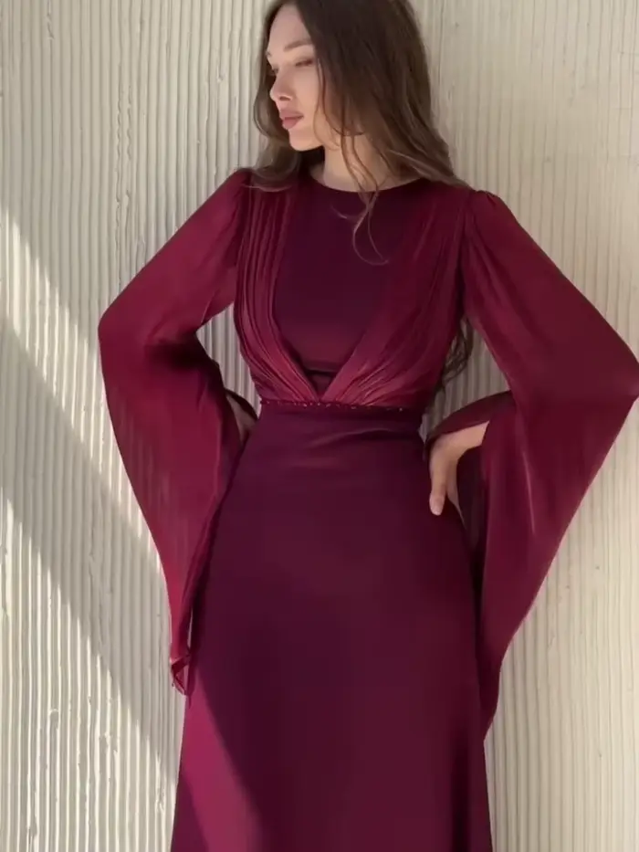 Dubaï femmes Robe de soirée Abaya solide maroc robes Largos à lacets musulman Jalabiya Ramadan