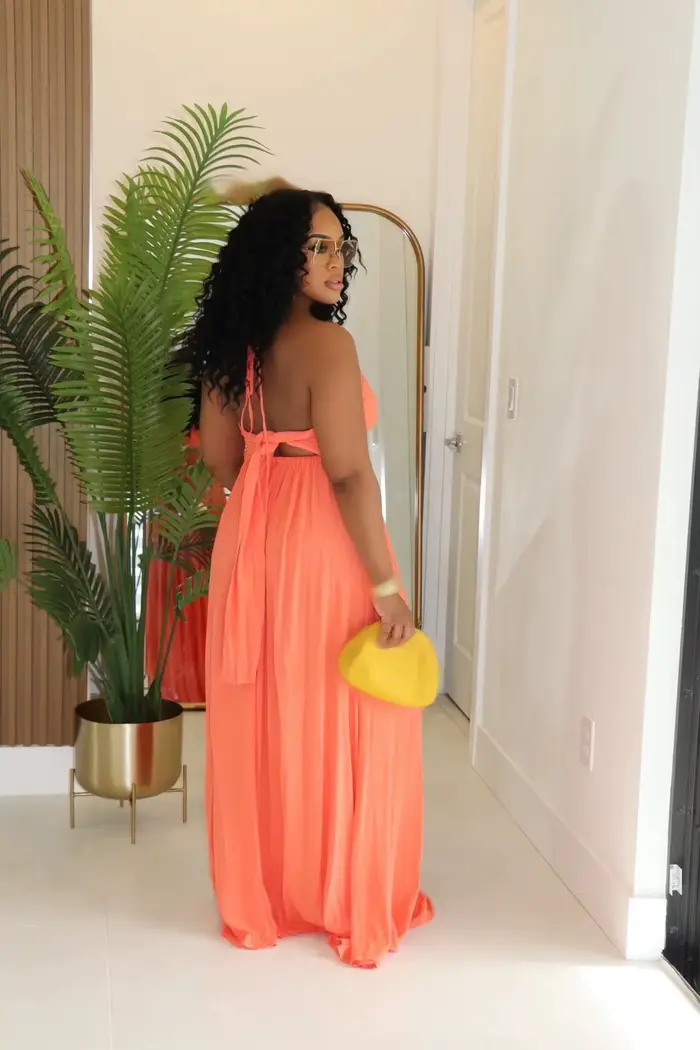 Robe longue STEFION en polyester décontractée avec col en V pour femmes, sans manches, idéale pour les occasions spéciales, anniversaires et mariages