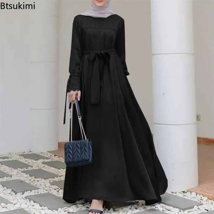 Robe abaya élégante en polyester et coton pour femmes, caftan marocain, mode musulmane, vêtements islamiques, pour soirées, cérémonies et occasions spéciales