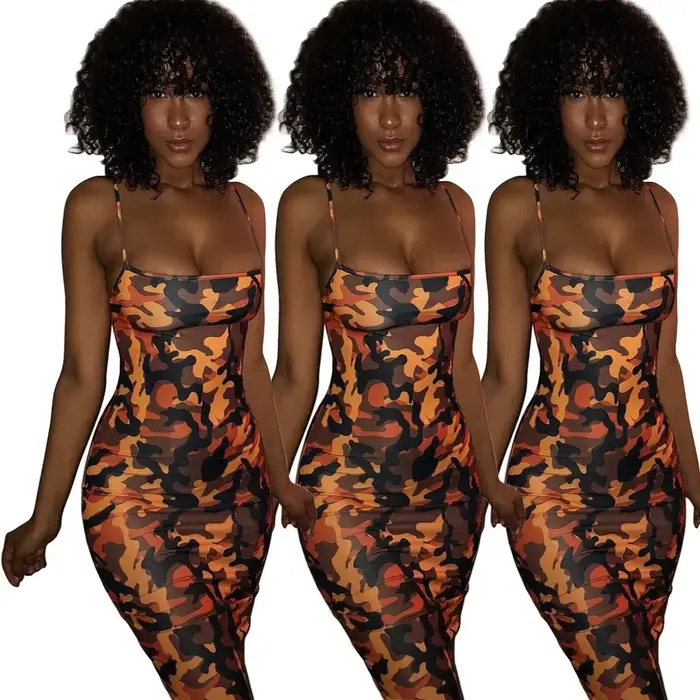 Robe portefeuille de Camouflage Sexy à bretelles