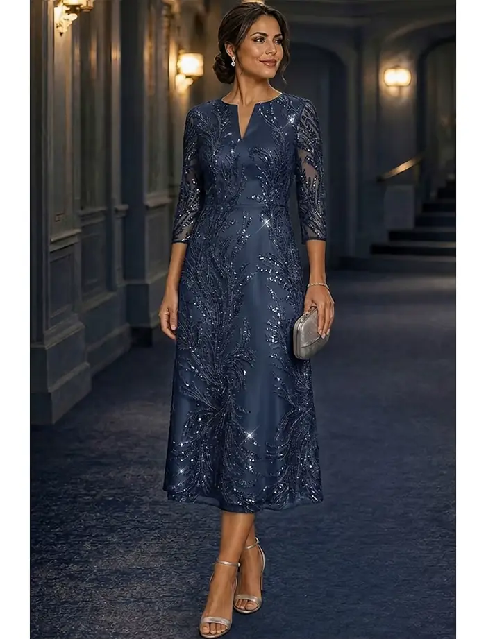 Robe de mère de la mariée personnalisée, col en V, élégante, vintage, luxueuse, formelle, pour invitées de mariage, en dentelle avec appliques de perles et de paillettes