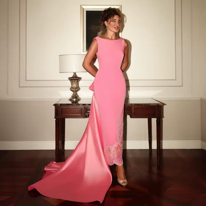 Robe de soirée Sharon Said exquise festonnée avec perles et cristal pour femmes soirées officielles mariage Dubaï