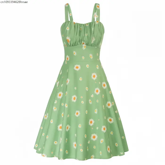 Robe vintage femme 1950s 60s rockabilly trapèze smockée ajustable soirée cocktail mariage