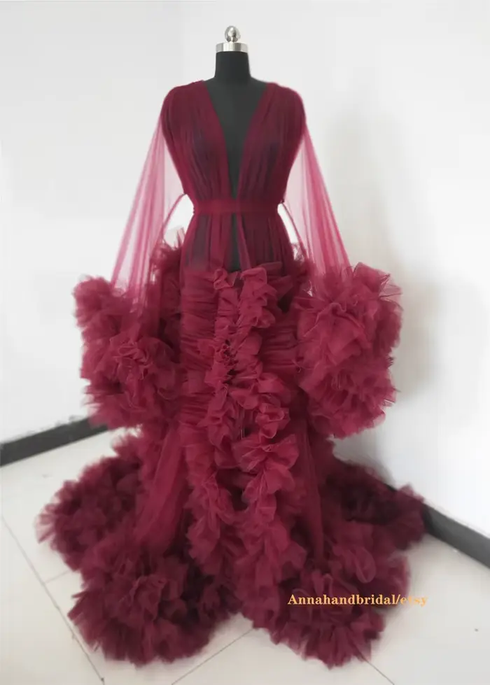 Robe de photographie bordeaux pour femmes