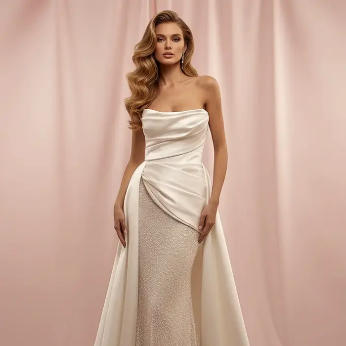 Robe de mariée sirène de luxe en perles scintillantes