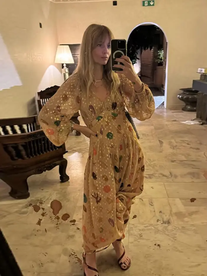Robe longue bohème imprimée pour femme