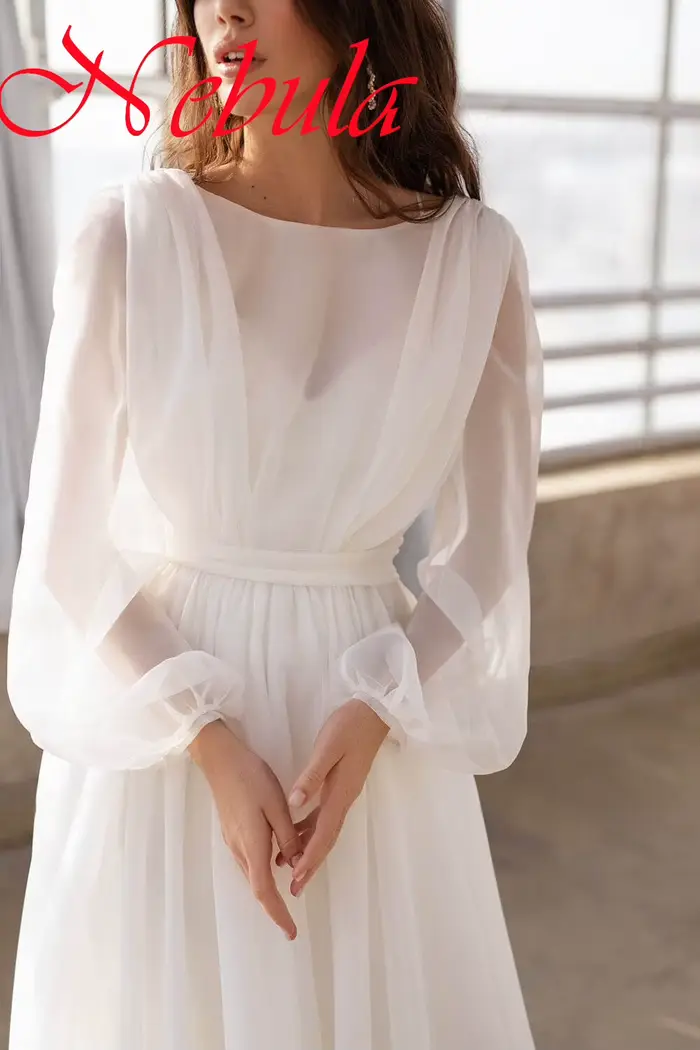 Robe de soirée en mousseline de soie blanche pure