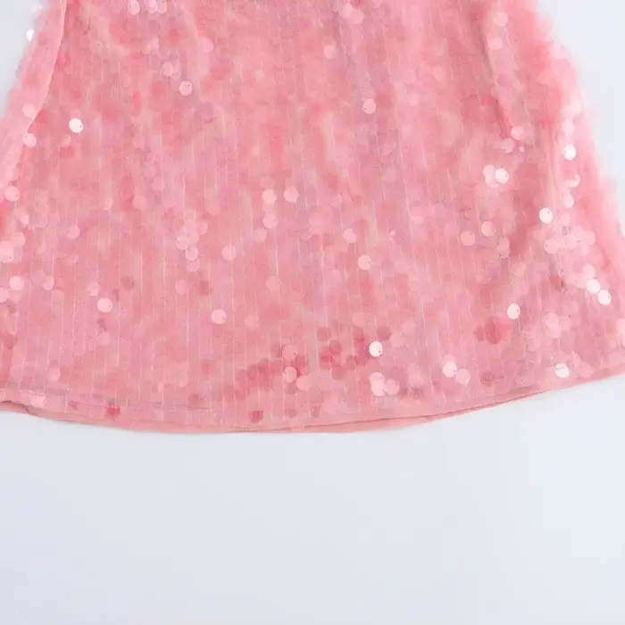 Mini robe rose à paillettes pour femmes