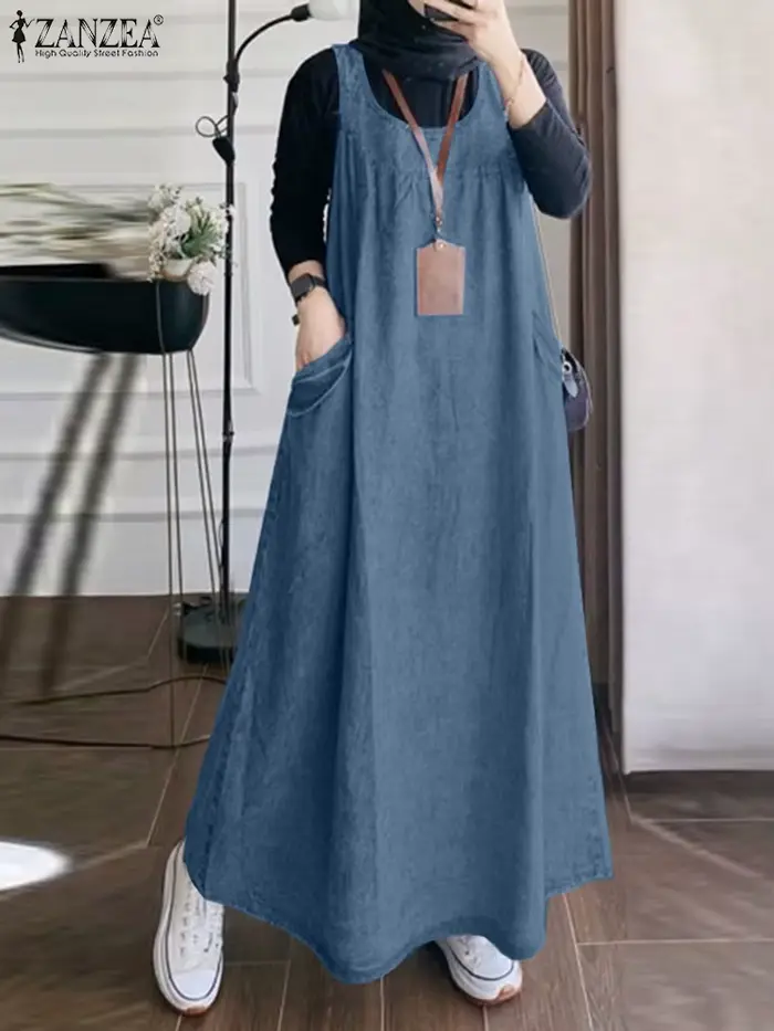 Robe ZANZEA en viscosé décontractée pour femmes, robe de couleur unie, sans manches, idéale pour les occasions estivales et spéciales