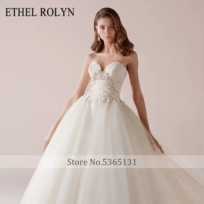 ETHEL ROLYN princesse robe De mariée De luxe perlée dentelle chérie glamour dos nu a-ligne robes