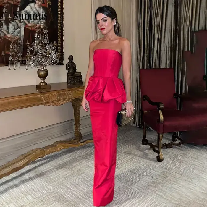 Robe de soirée droite en Satin rouge