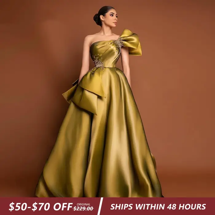 Robe de soirée arabe élégante Sharon Said dorée à une épaule 2026 Dubaï Rose Lilas pour femmes