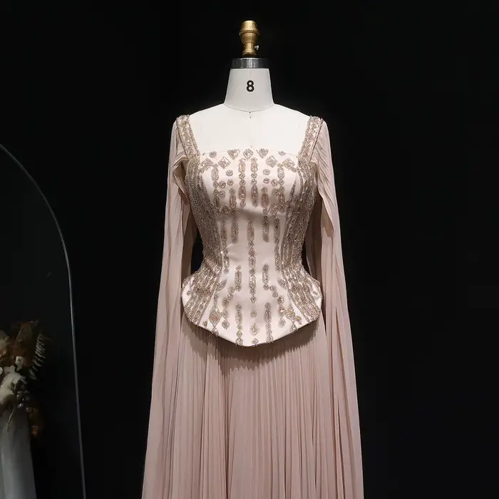 Robes de soirée Sharon Said Champagne Luxury Pleats rouge bordeaux pour mariage et fête