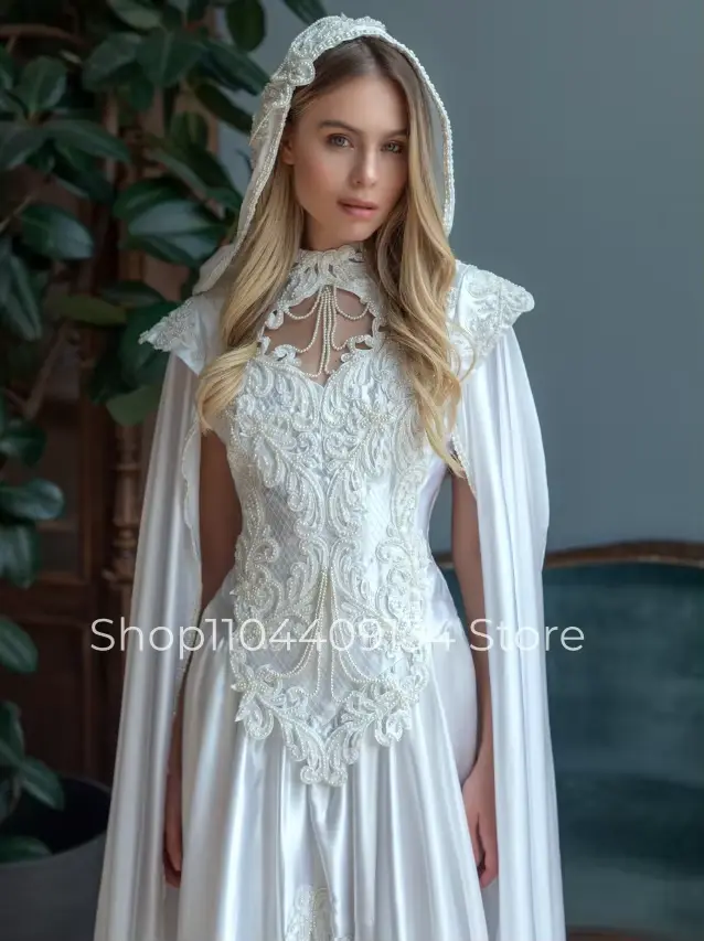 Robe de mariée victorienne blanche perlée