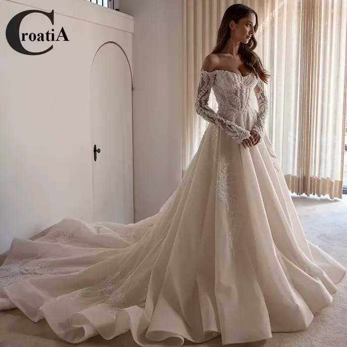 Croatie élégant luxueux filet robes De mariée Tulle Applique mariage pour les femmes Appliques robes