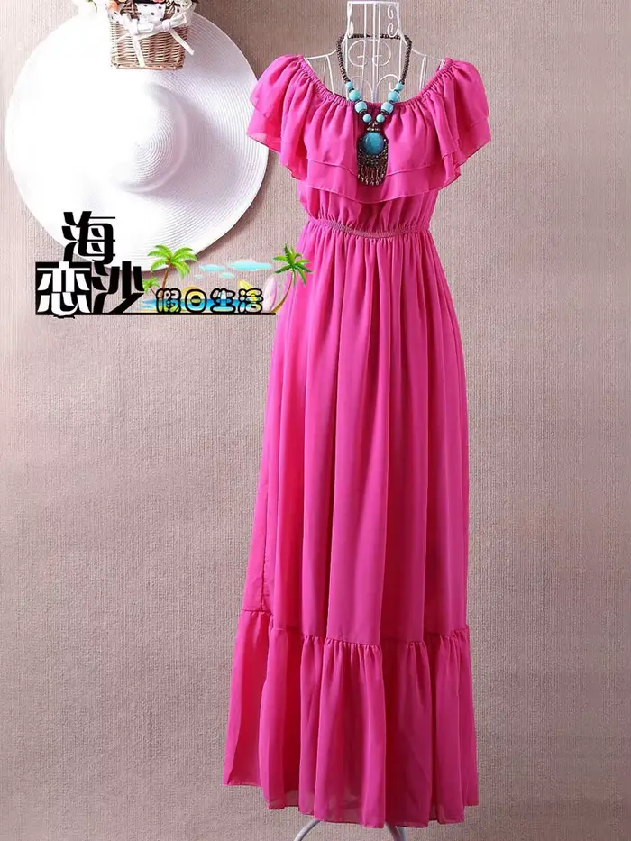 Robe longue en mousseline de soie style bohème avec volants pour femme pour les occasions spéciales été 2024
