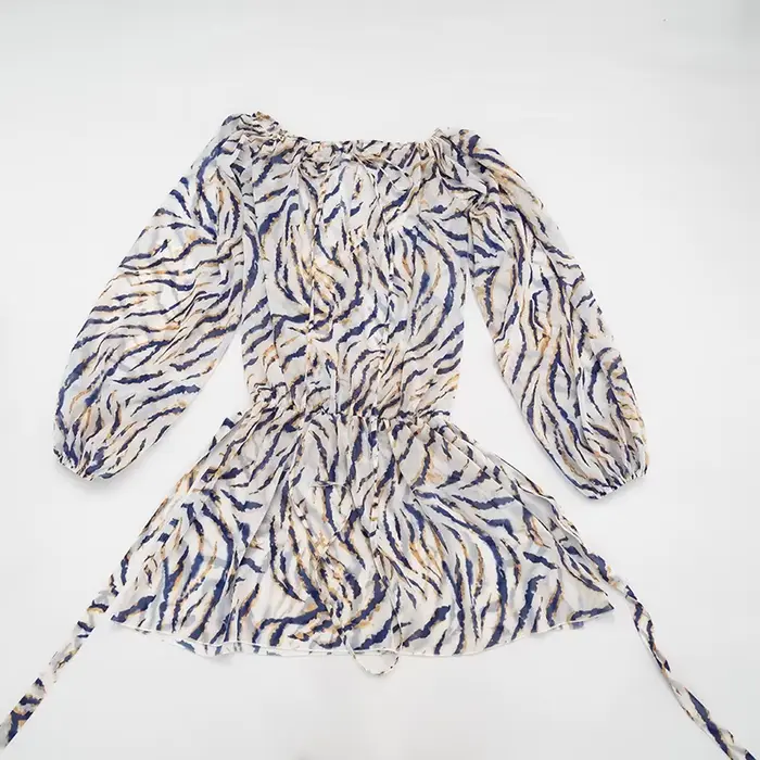 Mini-robe de plage à rayures imprimées en maille avec foulard