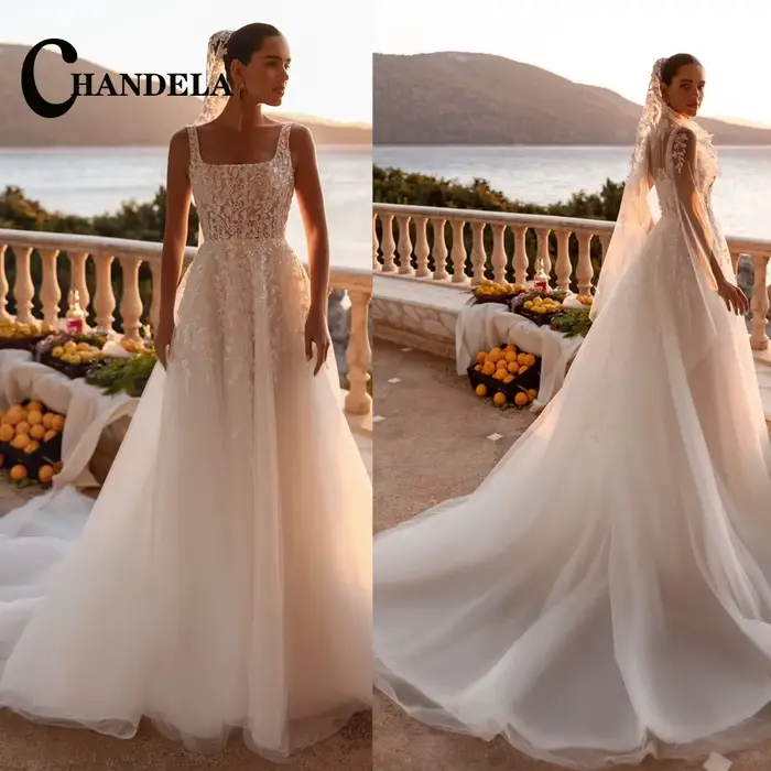 CHANDELA Robe de mariée civile classique avec appliques