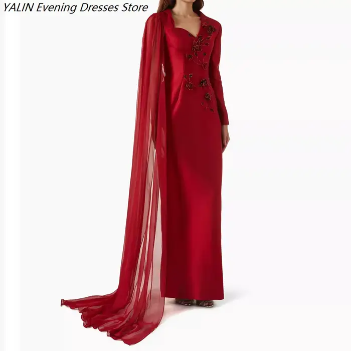 Robes de soirée droites pour femmes, longues jusqu'au sol, col en V, manches longues, robes de bal, 