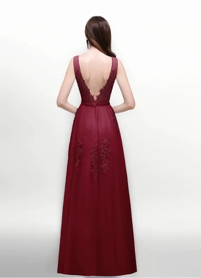 Robe de soirée bordeaux pour femmes