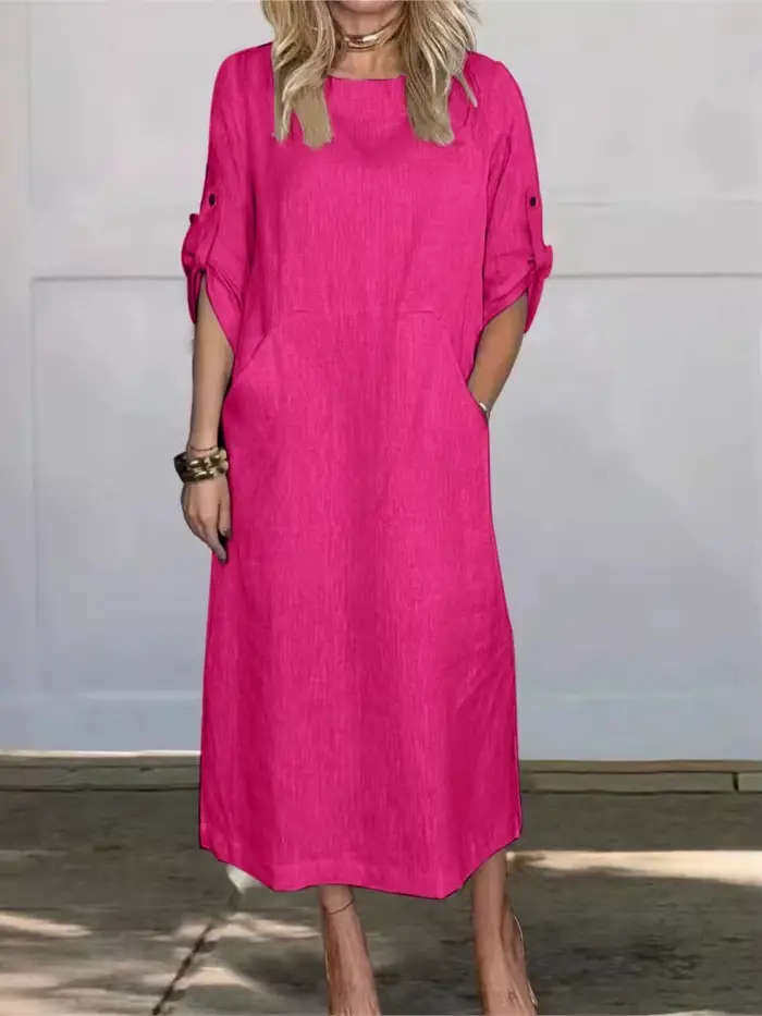 Robe en coton et lin pour femme