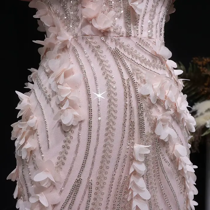 Robe de soirée Sharon Said à fleurs 3D et paillettes pour bal mariage anniversaire style sirène élégante à offrir pour femme occassions spéciales