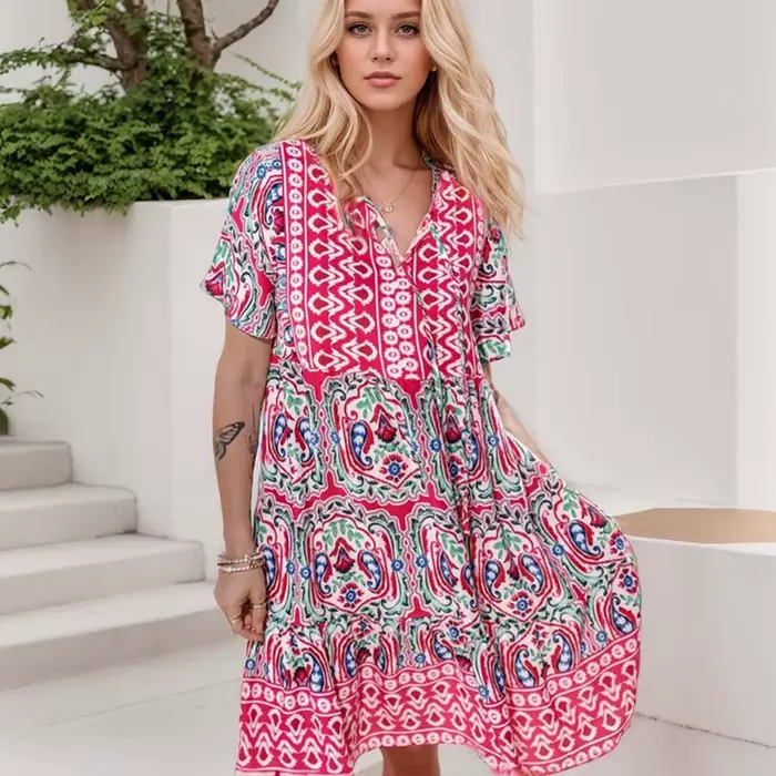 Robes courtes à volants taille haute pour femmes