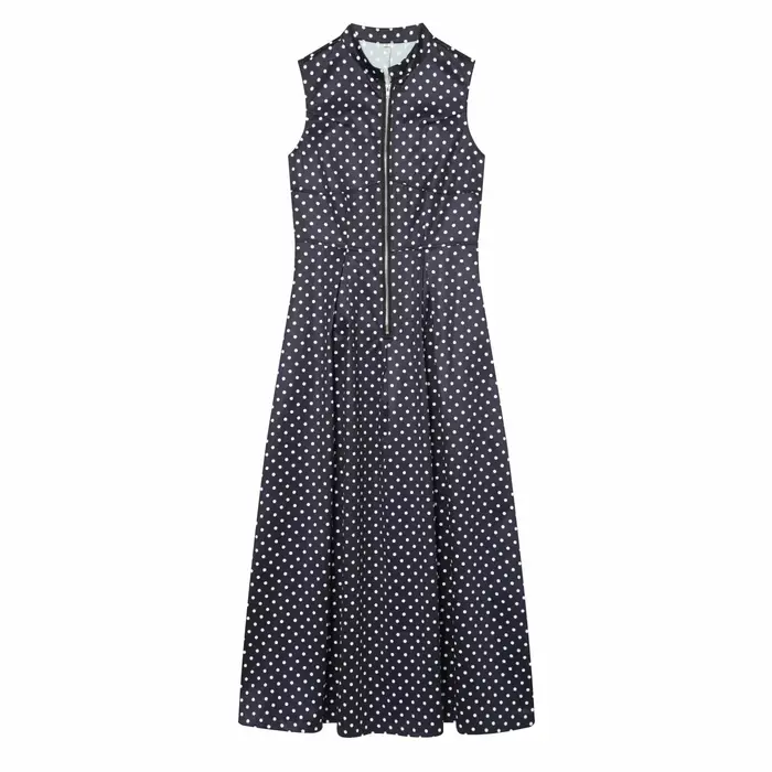 Robe élégante à pois avec fermeture éclair pour femmes