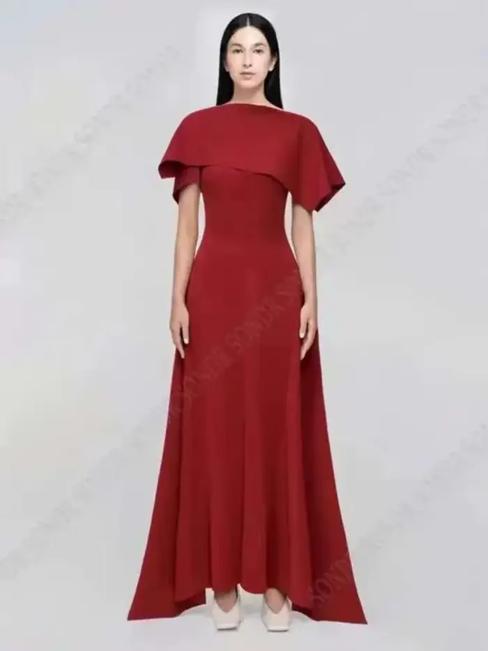 Robe de Soirée DEAT 2026 à Col Rond en Élasthanne avec Volants pour Femmes Âgées de 25 à 34 Ans Occasions Spéciales