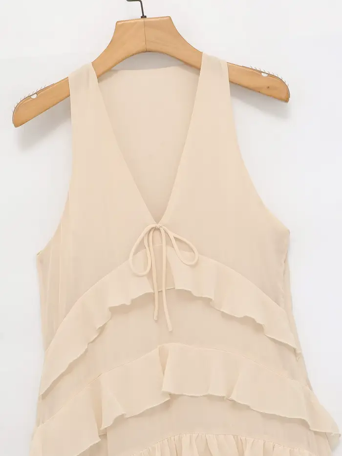 Robe midi élégante beige pour femme