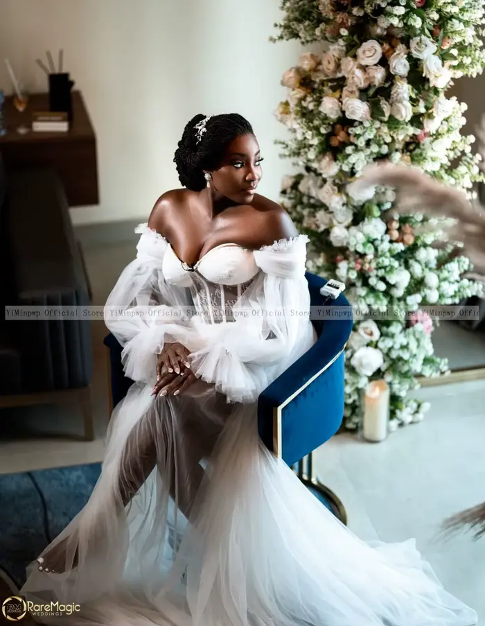 Robe de mariée moderne en polyester avec train de balayage et décolleté Mon Amour pour femmes enceintes occasions spéciales mariage