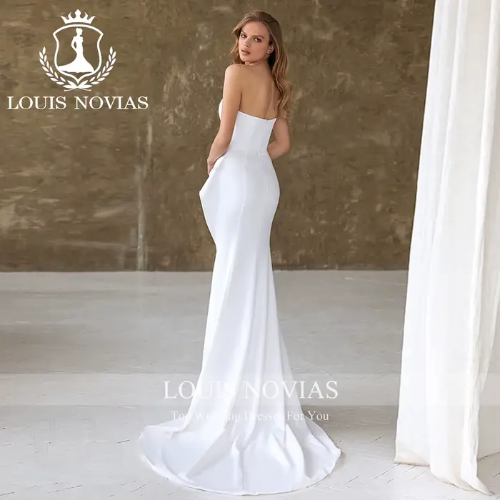 LOUIS NOVIAS robe De mariée en Satin Style sirène chérie sans manches froncé
