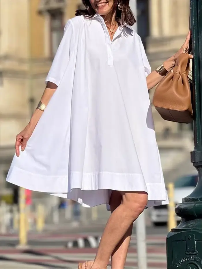 Robe décontractée et élégante en polyester pour femmes, blanche et ample, pour soirées et plages