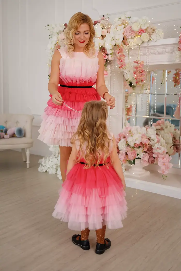 Robe rose ombrée maman et moi pour séance photo
