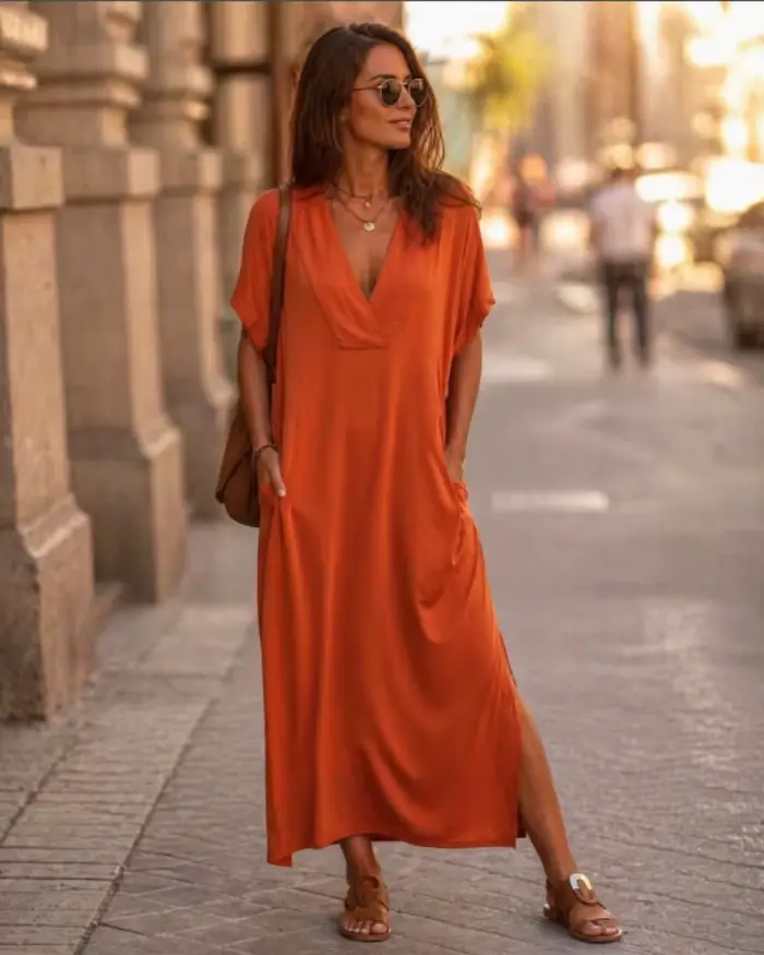 Robe longue décontractée en coton et rayonne style kaftan pour femmes occasions estivales plages et soirées
