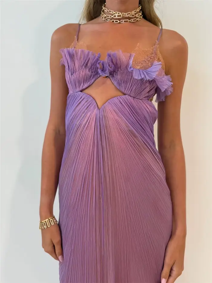 Robe de soirée plissée moderne sirène décolleté audacieux dentelle polyester soirée officielle élégante à offrir femmes occasions spéciales