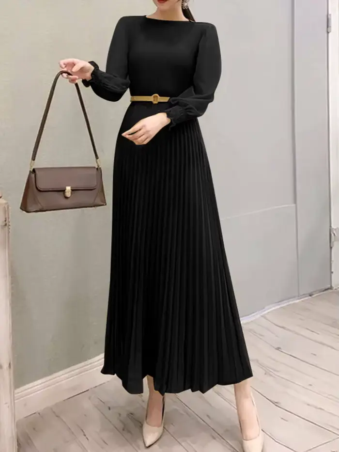 ZANZEA-Robe Plissée Élégante pour Femme, Irritation Y, Poignets Smockés, Manches sulf, Col Rond, Aju