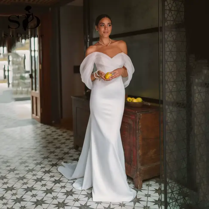 SoDigne-Robe de Soirée de Mariage en Satin pour Femme