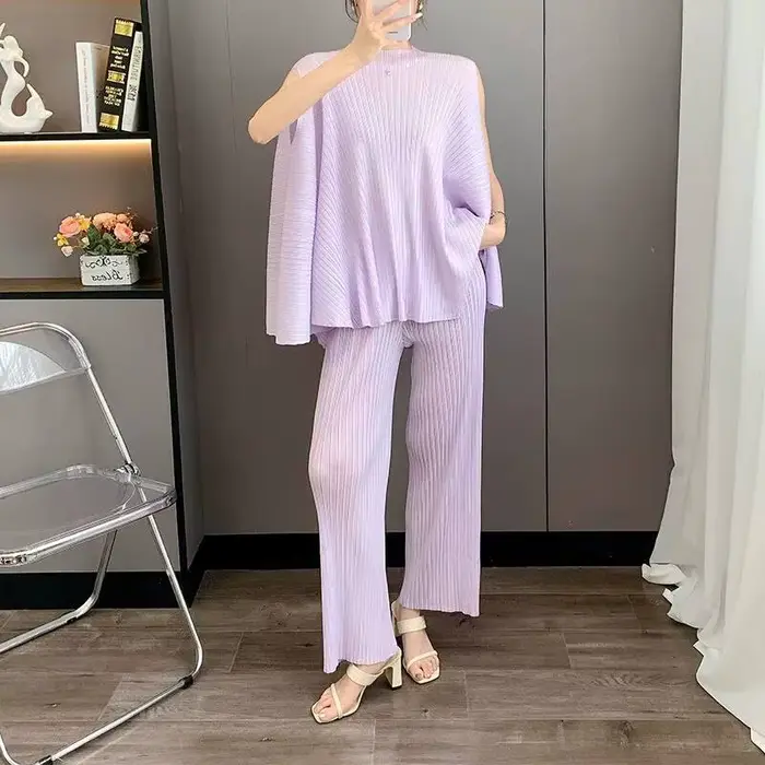 LANMREM plissé 2025 nouvelle mode polyvalent confortable décontracté haut de gamme qualité Niche Design deux pièces ensemble pour les femmes Chic 2DB3746