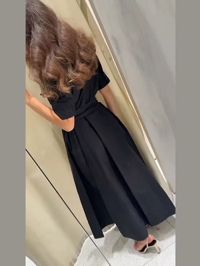Robe décontractée à col rabattu pour femmes