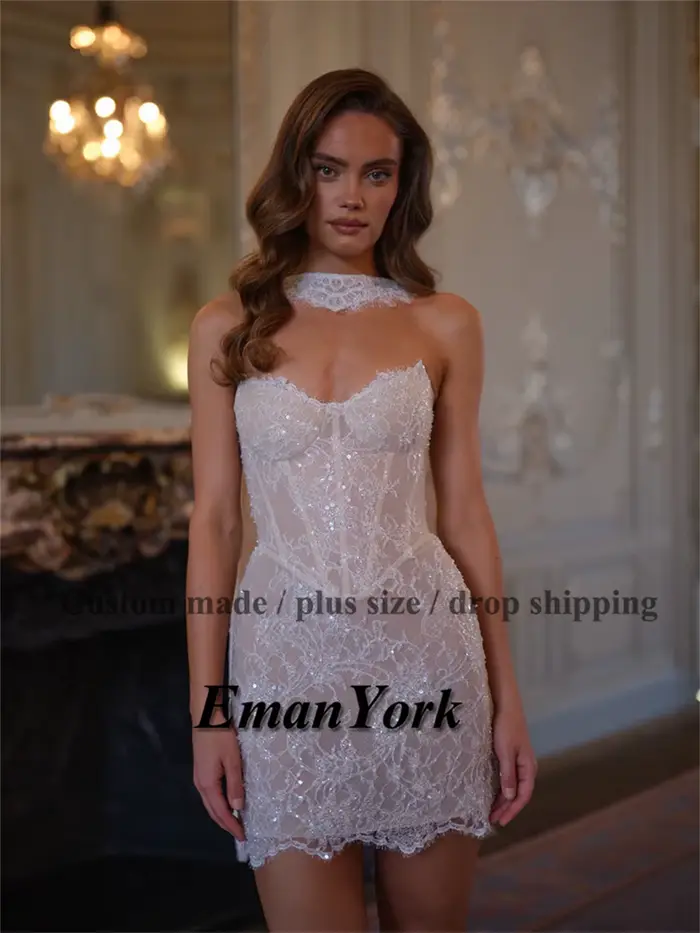 Robe de mariée moderne personnalisée avec appliques sans manches dos à lacets en tulle pour femmes occassions spéciales